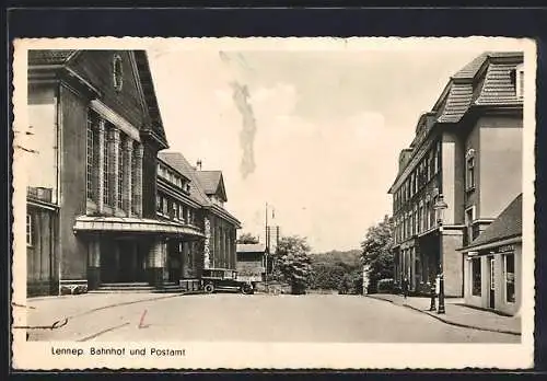 AK Lennep, Bahnhof und Postamt