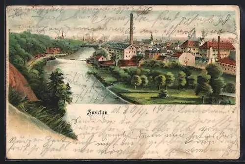 Lithographie Zwickau, Teilansicht