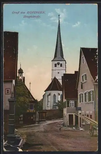 AK Höfingen / Württ., Kirche an der Hauptstrasse