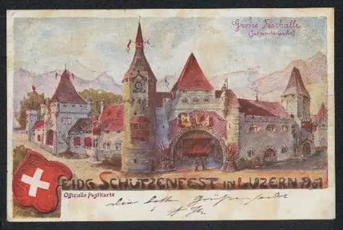 AK Luzern, Eidgen. Schützenfest 1901, Grosse Festhalle, Wappen