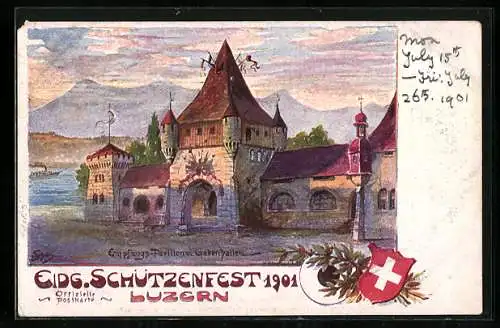 AK Luzern, Eidg. Schützenfest 1901, Empfangs-Pavillon u. Gabenhallen