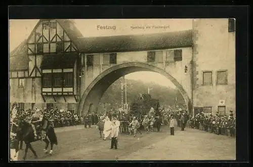 AK Hamburg, Bundesschiessen 1909, Festzug, Hamburg als Fischerdorf