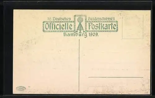 AK Hamburg, 16. Deutsches Bundesschiessen 1909, Festzug, Die Neue Burg