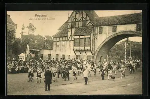 AK Hamburg, 16. Deutsches Bundesschiessen 1909, Jagdzug der alten Sachsen