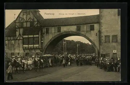 AK Hamburg, Bundesschiessen 1909, Festzug, Einzug der Königin v. Dänemark