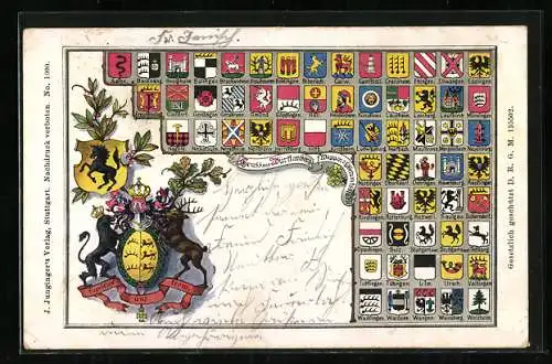 AK Wappen württembergischer Städte, Besigheim, Calw, Maulbronn, Blaubeuren