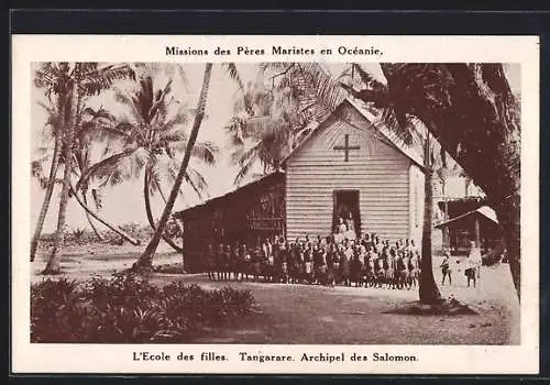 AK Tangarare, Missions Iles Salomon, L`Ecole des filles, Kinder vor der Missionsschule