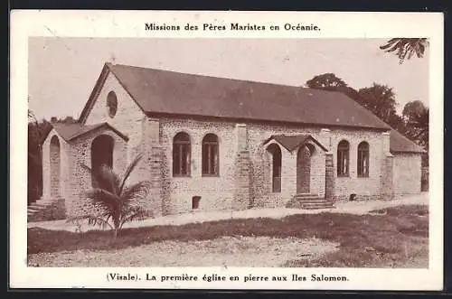 AK Iles Salomon, Missions des Pères Maristes en Océanie, La première église en pierre