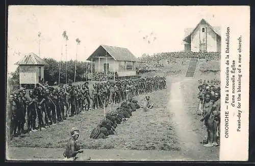 AK Papouasie-Nouvelle-Guinée, Ononghe, Fête à l`occasion de la Bénédiction d`une nouvelle Église