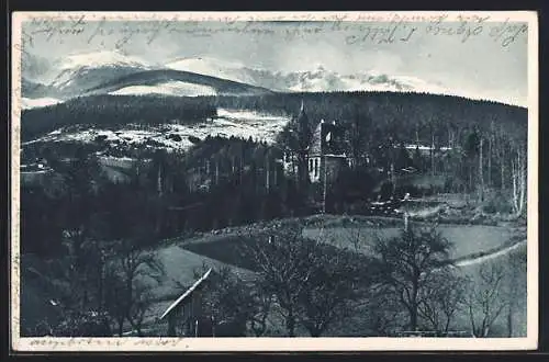 AK Agnetendorf, G. Hauptmanns Villa mit Blick nach Schneegruben