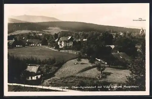 AK Ober-Agnetendorf /Riesengebirge, Ansicht mit Villa Gerhard Hauptmann