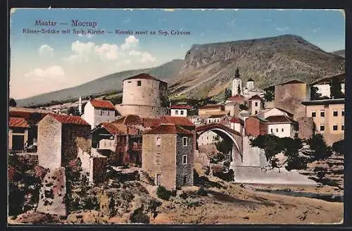 AK Mostar, Romer-Brücke mit serbischer Kirche