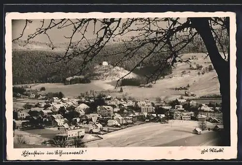 AK Eisenstein /Böhmerwald, Totalansicht mit Umgebung im Winter