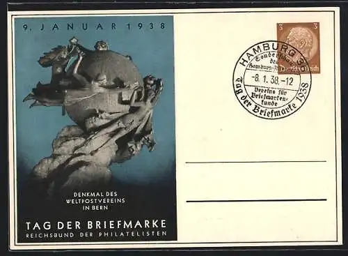 AK Stempel Hamburg, Tag der Briefmarke 1938, Reichsbund der Philatelisten