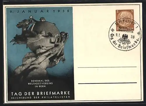 AK Stempel Erfurt, Tag der Briefmarke 1938, Reichsbund der Philatelisten