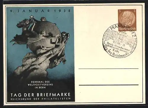 AK Stempel Mannheim, Tag der Briefmarke 1938, Verein Mannheimer Briefmarkensammler