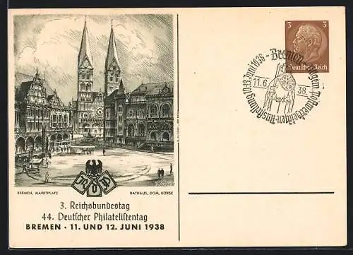 AK Stempel Bremen, Allgem. Postwertzeichen-Ausstellung 1938