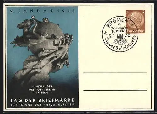 AK Stempel Bremen, Tag der Briefmarke 1938, Reichsbund der Philatelisten