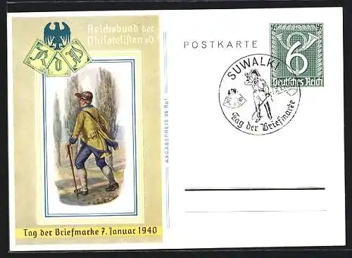 AK Stempel Suwalki, Tag der Briefmarke 1940