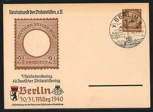 AK Stempel Berlin, Nationale Briefmarkenausstellung 1940, Siegessäule