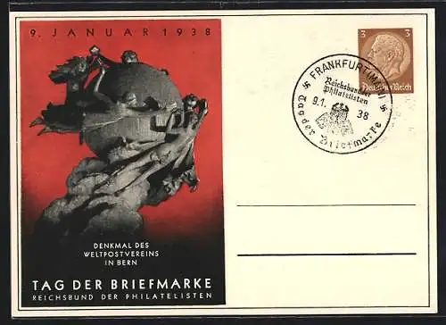 AK Stempel Frankfurt /Main, Tag der Briefmarke 1938, Reichsbund der Philatelisten
