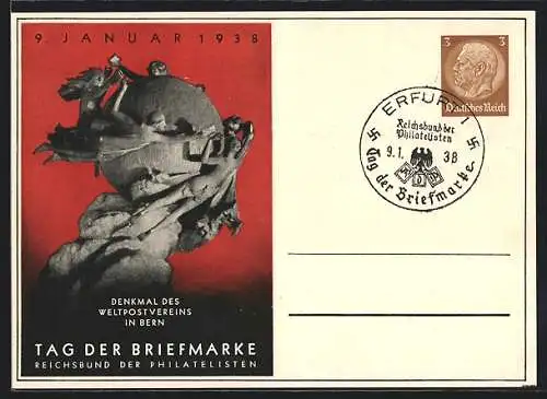 AK Stempel Erfurt, Tag der Briefmarke 1938, Reichsbund der Philatelisten