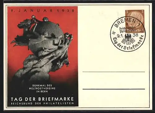 AK Stempel Bremen, Tag der Briefmarke 1938, Reichsbund der Philatelisten