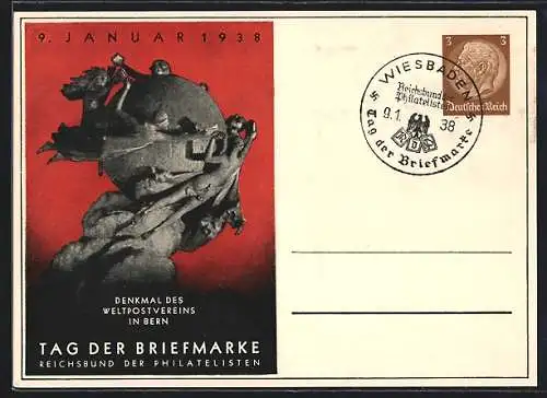 AK Stempel Wiesbaden, Tag der Briefmarke 1938, Reichsbund der Philatelisten