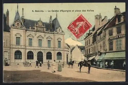 AK Beaune, La Caisse d`Epargne et place des Halles