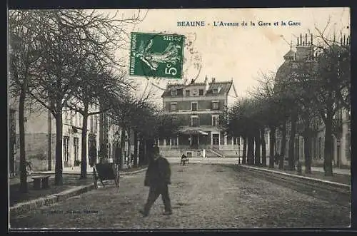 AK Beaune, L`Avenue de la Gare et la Gare