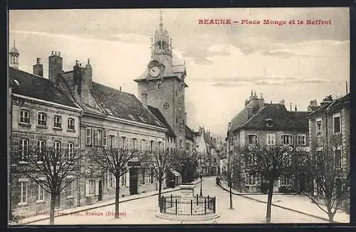 AK Beaune, Place Monge et le Beffroi