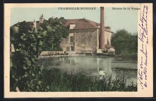 AK Chambolle-Musigny, Source de la Vouge, maison et étang