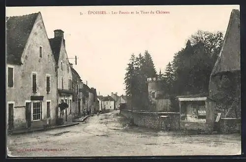 AK Époisses, Les Fossés et la Tour du Château