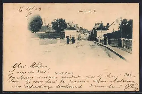 AK Auxonne, Porte de France mit städtischer Strasse und Personen