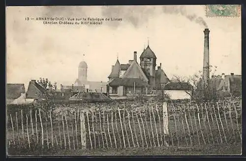 AK Arnay-le-Duc, Vue sur la Fabrique de Limes et Ancien Château du XIIIe siècle