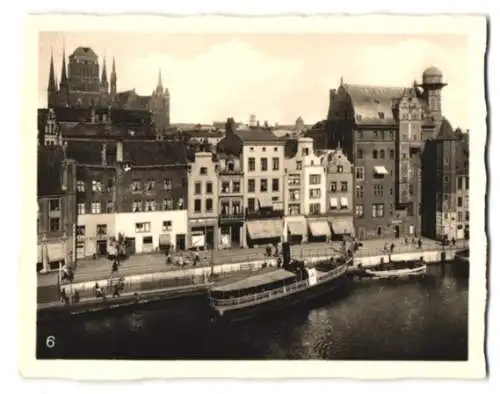 10 Fotografien Ottomar Steinbach, Danzig, Ansicht Danzig, Bahnhof, Langermarkt mit Rathaus, Marienkirche, Krantor