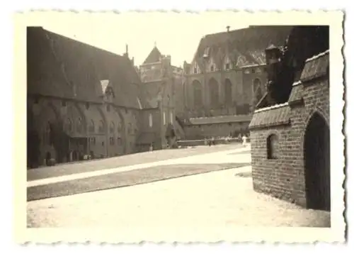 9 Fotografien Ansicht Marienburg /Malbork, Strassenpartie mit Rathaus und Marientor, Burghof, St. Marienkirche 1938