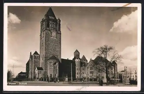 AK Posen / Poznan, Schloss mit Strassenpartie