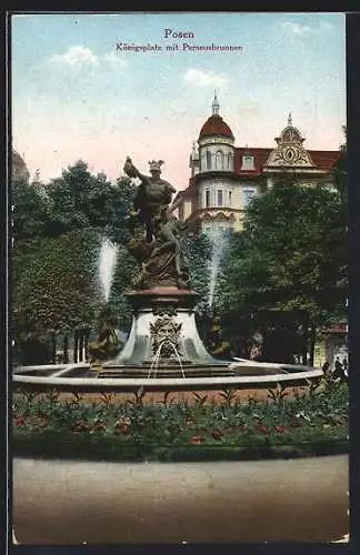 AK Posen, Königsplatz mit Perseusbrunnen