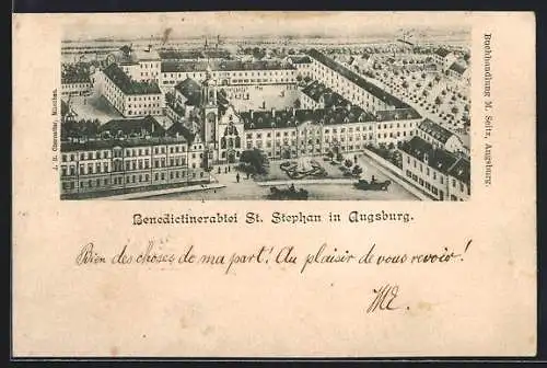 Künstler-AK Augsburg, Benedictinerabtei St. Stephan