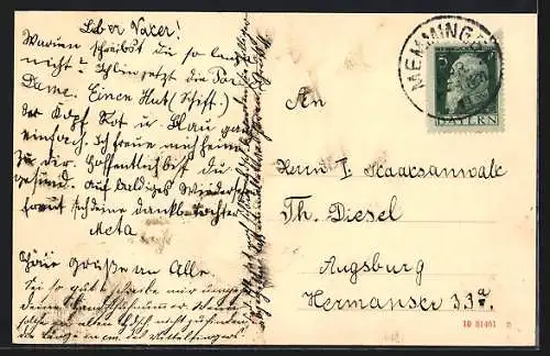 AK Memmingen, Rathaus mit Harmonie