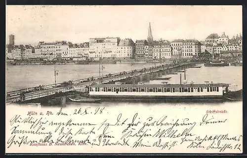 AK Köln, Schiffsbrücke aus der Vogelschau