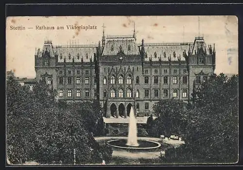 AK Stettin, Rathaus am Viktoriaplatz