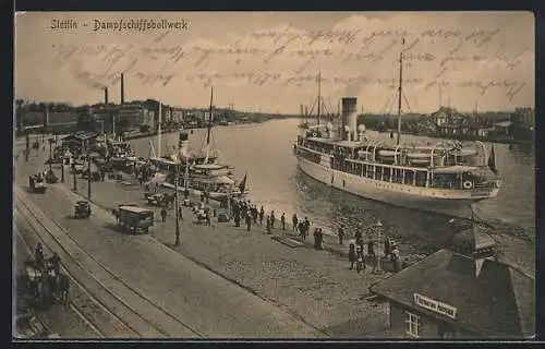 AK Stettin, Dampfschiffsbollwerk aus der Vogelschau