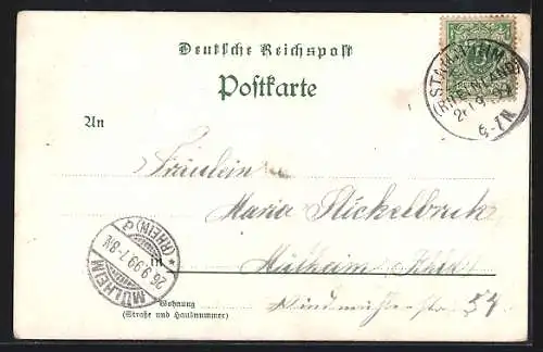 Lithographie Köln, Dom (Südseite), Hohenzollernring, Bismarck-Denkmal