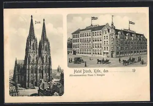 AK Köln, Dom und Hotel Disch