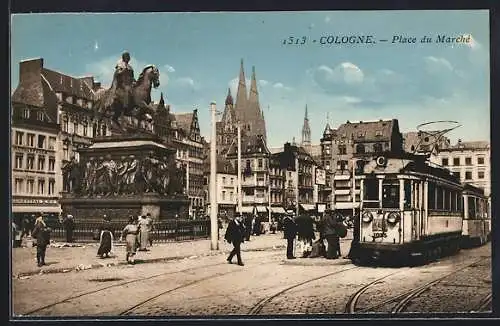 AK Köln, Marktplatz mit Strassenbahn, Place du Marche