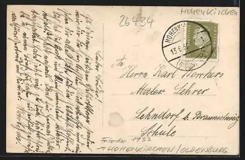 Foto-AK Hohenkirchen /Oldenburg, Partie an einer Villa, 1933