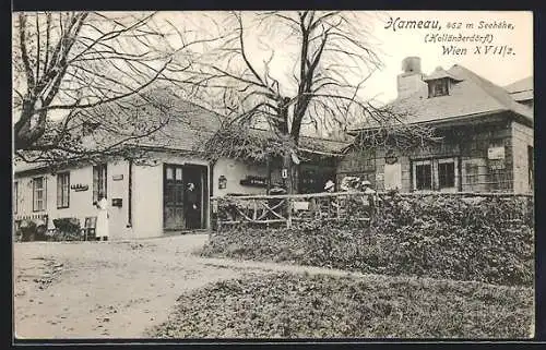 AK Wien, Hameau, Holländerdörfl, Restaurant-Terrasse