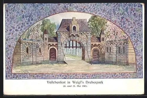 Künstler-AK Wien, Veilchenfest in Weigl`s Dreherpark, 20. und 21. Mai 1905